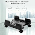 Miniatyrbillede 2 af 5: Mobil stationær computerstativ Rullende hjul Justerbar bredde Pc Tower Stander (Sort), Sort