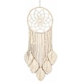 Miniatyrbillede 1 af 5: Dreamcatchers Håndvævede drømmefangere til vægdekoration med blade Stort drømmefang til babyværelse soveværelse bryllupBeige, model:Beige