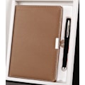 Miniatyrbillede 2 af 3: A5 Notebook Gaveæske Sæt PU Læder Business Notesblok med Pen Kulturel og pædagogisk manual Kontor (sølvbrun/gaveæske),