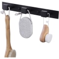 Miniatyrbilde 3 av 5: Sort klesstativ i rustfritt stål med håndklekrok (tre sorte kroker)