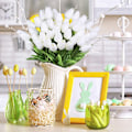 Miniatyrbillede 4 af 5: 30 stk 14 tommer hvide imiterede latex tulipanblomster til bryllupsfest hjemmedekoration