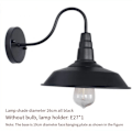 Miniatyrbillede 2 af 3: Retro Industriel Væglampe Metal Lampeskærm E27 Lampe til Soveværelse Stue Bar Sort - Sort