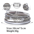 Miniatyrbillede 2 af 4: Boho Pearl Tree of Life magnetisk læderarmbånd silver-1