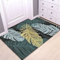 Miniatyrbillede 4 af 5: Flyvende fjer 60*90cm Enkel nordisk absorberende skridsikker badeværelse indendørs/udendørs gulvdørmåtte, skridsikker, køligt bladmønster,