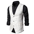 Miniatyrbild 1 av 5: Enkelknäppt väst för män Slim Fit formell print väst S White