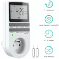 Miniatyrbillede 1 af 5: Digital programmerbar stikkontakt, ugentlig digital timer med LCD-skærm, 12H/24H/7Days Power Outlet Timer, Energibesparelse for
