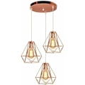Miniatyrbillede 1 af 5: Lys Diamond Shape Pendant Lysekrone til Soveværelse Stue Bar Rose - Rose Gold