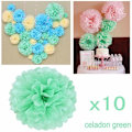 Miniatyrbilde 3 av 5: 10 stykker 8 tommer Celadon Grønn, vev Pom Pom Pom Pom Ornament Bryllup Bursdag Dåp Fellesskap Jul Halloween P
