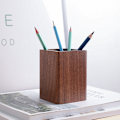 Miniatyrbillede 1 af 2: Creative sort valnød træ penneholder Desktop opbevaringsboks Enkel japansk læring kontor papirvarer Gave,