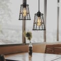 Miniatyrbilde 3 av 5: i 1 DIY Retro Pendant Lysekrone E27 Shade for Soverom Stue Bar Svart 1stk - Svart