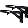 Miniatyrbillede 1 af 5: 2 stk sort billy rack 12 tommer 30 cm rustfrit stål beslag hylde skillevægsbeslag