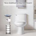 Miniatyrbillede 4 af 5: Fritstående toiletpapirrulle dispenser med hylde til badeværelset til at rumme ekstra ruller - bronze