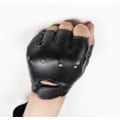 Miniatyrbild 4 av 5: Läder Fingerless Handskar Half Finger Sport Handskar För Pojkar Flickor Utomhus Ridning Fiske Skridsko Jakt Klättring 1 par (svart)(1 par