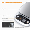 Miniatyrbillede 4 af 5: Professionel digital køkkenvægt med LCD-skærm og tara-funktion Sølv