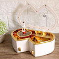 Pikkukuva 5 / 5: Home Suuri Double Heart Dancing Girl Music Box (valkoinen) kodin ja puutarhan sisustamiseen