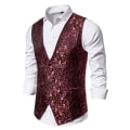 Miniatyrbild 1 av 4: Enkelknäppt väst för män Slim Fit formell print väst XXL Red