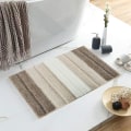 Miniatyrbillede 1 af 5: Mikrofiber-bademåtte, blød, skridsikker dørmåtte, stilfulde stribede Shaggy-bademåtter til badeværelse 43x60 cm - (Gradient Brown),