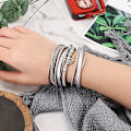 Pikkukuva 3 / 4: Boho Pearl Tree of Life magneettinen nahkarannekoru silver-2
