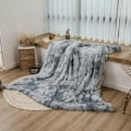 Miniatyrbillede 2 af 5: Tæppe, Fluffy Faux Fur Tæppe, Grå Fleece Plaid, Sengetæppe, Blød Plaid, Sofatæppe 130x160cm