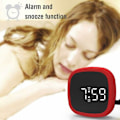 Miniatyrbillede 4 af 5: LED Digital Travel Snooze Alarm Clock Dimming Touch Let at opbevare Magnet Elektronisk ur Storskærm Silikone Stemmekontrolur - Rød
