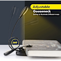 Miniatyrbillede 3 af 5: Genopladeligt læselys, læselampe 14 LED'er 3 farver 9 tilstande Justerbar lysstyrke, 360° Clip-on lampe Trådløs Flex