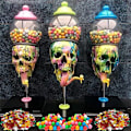 Miniatyrbillede 9 af 9: Bubble Gum Machine Färgglad Skull Candy Dispenser Halloween Desktop Ornament For Hem Vardagsrum Inredning