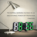 Miniatyrbild 4 av 5: 3D LED digital klocka Elektronisk bordsklocka Väckarklocka Väggglödande hängande klocka, orange svart display - orange svart