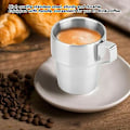 Miniatyrbilde 2 av 5: Sett med 4 stablebare og slitesterke kaffekopper i rustfritt stål med holdere for hjemme- eller kafébruk