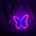 Miniatyrbillede 1 af 5: LED neonlys, kreativ neon soveværelse dekoration baggrundslys (sommerfugl udenfor pink og blå indeni),