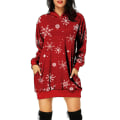 Miniatyrbillede 1 af 3: Kvinnor Jul Hooded Klänningar Långärmad Warm weatshirt Klänning Style I S