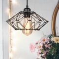 Miniatyrbilde 2 av 5: i 1 DIY Retro Pendant Lysekrone E27 Shade for Soverom Stue Bar Svart 1stk - Svart