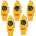 Miniatyrbilde 5 av 5: 4 i 1 Multifunksjon Survival Whistle Compass Forstørrelsesglass Whistle Emergency Survival Tool for Camping Vandring Jakt 2stk