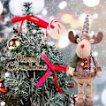 Miniatyrbilde 2 av 5: Juledukke Snømann Elgdyr Julepynt