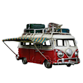 Pikkukuva 5 / 10: Metall Bilmodell Vintage RV Husbil Leksak Simulointi Limousine Strandbuss Heminredning För Desktop Hylla Red
