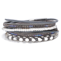 Miniatyrbillede 1 af 4: Boho Pearl Tree of Life magnetisk læderarmbånd silver-2