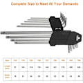 Miniatyrbilde 2 av 4: 9 stk Torx unbrakonøkkelsett Star Hex (Metric/Torx) Lang arm med CRV-håndtak Torx Offset-skrutrekkersett T10 T15 T20 T25 T
