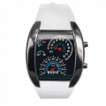 Miniatyrbillede 1 af 5: Män Mode Led Sport Gummi B Digital Week Date Dashboard Pattern Dial White