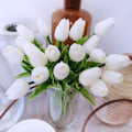 Miniatyrbillede 5 af 5: 30 stk 14 tommer hvide imiterede latex tulipanblomster til bryllupsfest hjemmedekoration