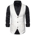 Miniatyrbillede 3 af 4: Herre enkeltradet vest Slim Fit formelt jakkesæt print vest XL White