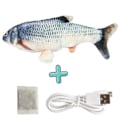 Miniatyrbilde 1 av 4: Morsom elektrisk fisk katt fisk usb-lading kjæledyr leketøy sving hale fisk hoppende fisk plysj katt leke simulering fisk (3 crucian),