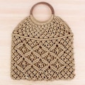 Pikkukuva 3 / 3: Mesh hollow kudottu laukku camel