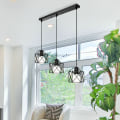 Miniatyrbilde 3 av 5: Lysekrone anheng Lampe Metallbur Moderne Taklampe E27 for soverom Stue Korridor Svart - rektangulær base - B