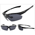 Miniatyrbild 1 av 4: Polarisierte Fahrradbrille Herren und Damen Sportbrille Fahrradbrille Sonnenbrille 5 Gläser (Schwarz)