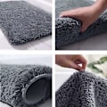 Miniatyrbillede 2 af 5: Bademåtte Absorberende skridsikker Ekstra tyk Badeværelsesbrusegulvmåtte Chenille Kan maskinvaskes (grå, 40_x_60_cm)