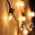 Miniatyrbilde 1 av 5: Utendørs Fairy Lights, koblebare Fairy Lights 7.6M 25 G40 pærer med 3 reservepærer for festhage bryllup uteplass