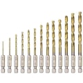 Miniatyrbillede 1 af 5: 13 stk HSS spiralbor titaniumbelagt højhastigheds stål sekskantbor 1,5 mm - 6,5 mm
