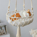 Miniatyrbillede 3 af 5: Macrame kattehængekøje lavet af træ og vævet bomuldsreb til ophængning af Triomphe (30*100 cm)