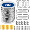 Miniatyrbild 1 av 5: Set One (30m) Wire Rope Hanger Kit Wire Rope Set Spännfäste fjäderkrok