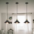 Miniatyrbilde 4 av 4: Retro Pendel Light Industrial Design E27 Ø 26cm, Pendel Taklampe Jern Lysekrone Hengende Lampe for Soverom Kjøkken