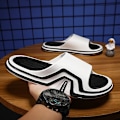 Miniatyrbillede 3 af 7: Britisk sommersport Fritid Business Mænd envejs hjemmesko Indendørs badeværelse Udendørs sandaler Strandsko Par hjemmesko B4001 white 40-41